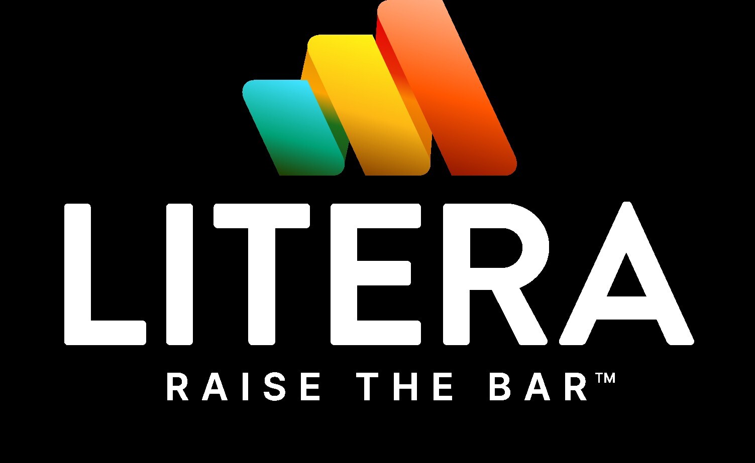 Litera Logo and Tagline Stacked Color White Type
